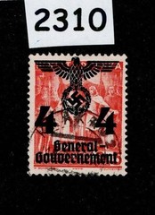 Used Stamp Sc N34 General Government Swastika Overprint Poland WWII #2310