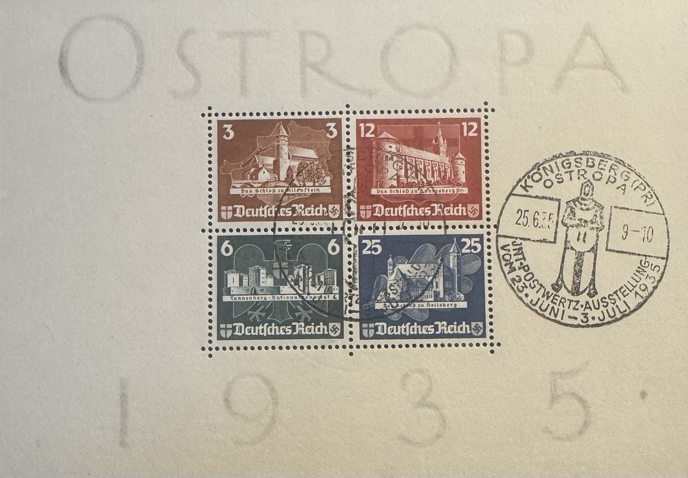 Germany 1935 OSTROPA mini sheet Special Franking used no hinge marks Mi BL 3