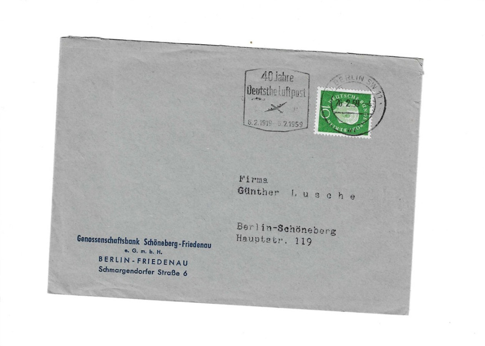 GERMANY 1959 Cover sent from Berlin to Berlin-Schoneberg – Slogan Cancel