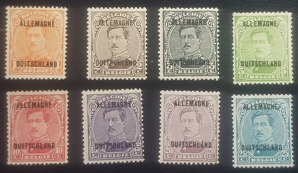 Germany Belgium Stamps 1919-20 ‚ King Albert I ‚, Ovptd. ALLEMAGNE DUITSCHLAND‘