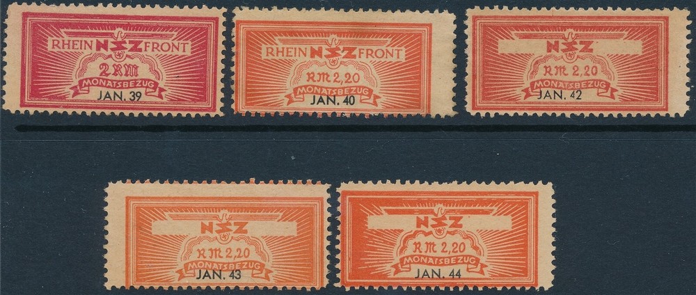 Stamp Germany Revenue WWII 3rd Reich NSZ National Newspaper Set January MNG