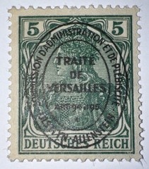 Travelstamps: Germany Treaty of Versailles Allenstein Stamp OP, 5 Pf, Mint Og H