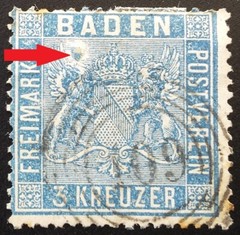 AD German Empire/Altdeutschland (Baden) manufacturing defect Mi № 10 (Used) 1860