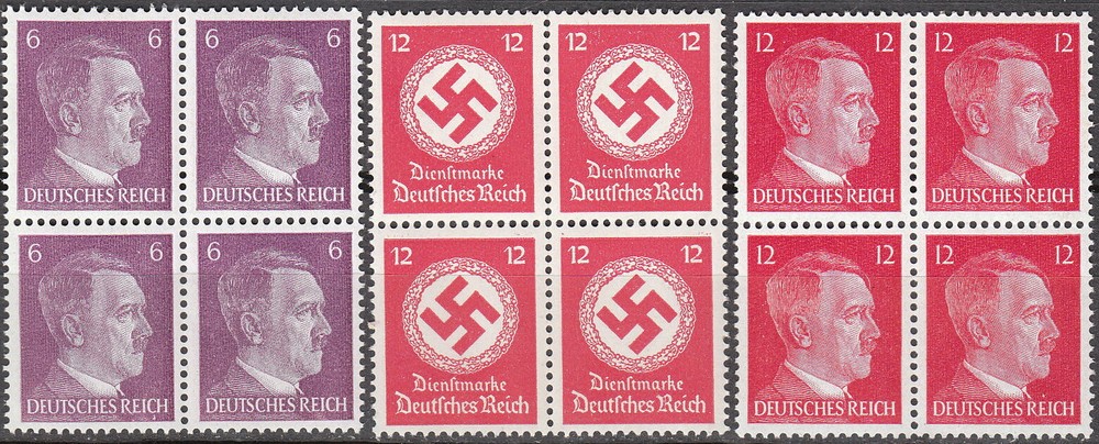 Stamp Selection Germany Block WWII Reich Hitler 12PF Official Cut From Sheet MNH