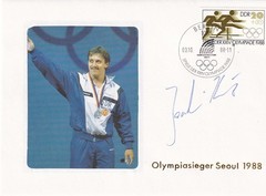 SA18j Germany DDR 1988 OG Seoul Original Signed Cover – Athletics, Joachim Kunz