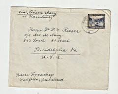 Germany 1936 Cover to US with single Scott # B100 “ via QUEEN MARY ab HAMBURG „