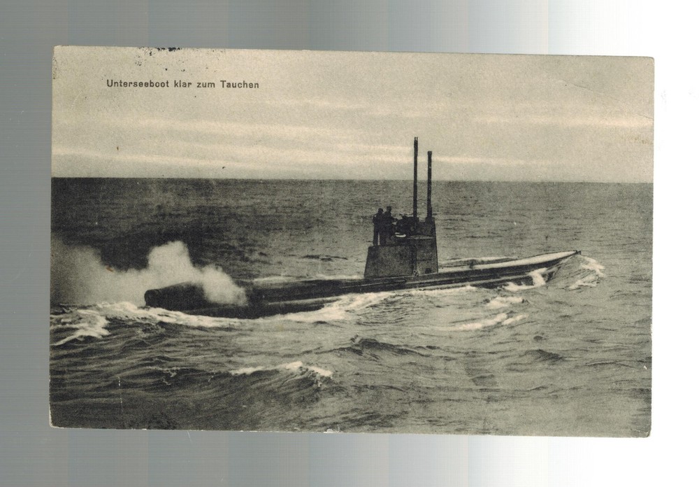 1915 WW 1 Oldenburg Germany Kriegsmarine U Boat At Sea Postcard Cover Tauchen