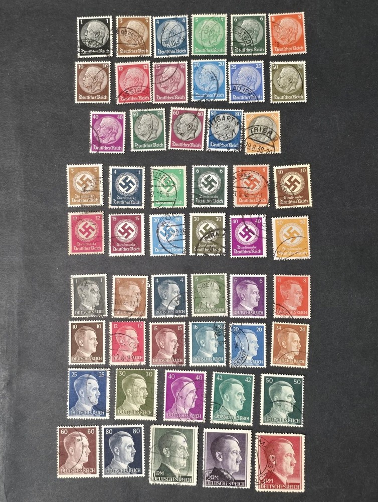 Ultimate Nazi Germany Stamp Collection Hitler Swastika Hindenburg 50+ WW2 Stamps
