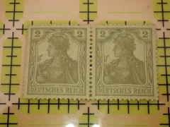 Germany 1900 Germania 2pf Grey Pair Mint Hinged Deutsches Reich Reichspost Type