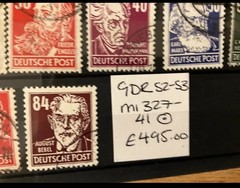 German DDR 1952 Mi 327-341 used 1952 MNH MH & used 4 cards
