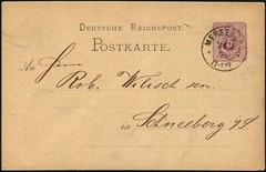 Germany 1878 Saxony Merseburg Paper Factory Stationery Postal Card to Schneeberg