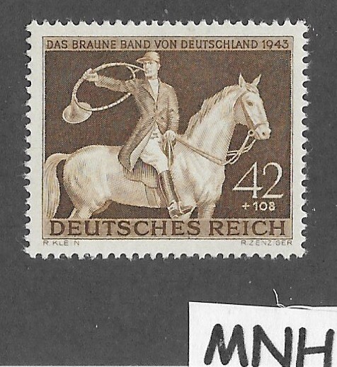 MNH stamp B243 / 1943 Brown derby Horse race / Munich Germany Third Reich era