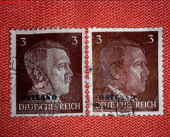 Deutsches Reich 1940s, 2 stamps with overprint Ostland, Adolf Hitler, 3Pf, used
