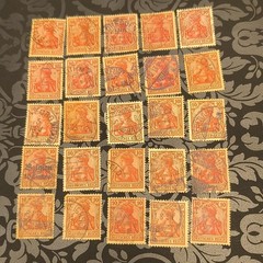 Deutsches Reich Germany Postage Stamps Used Orange Red 10 Pfennig Lot of 25
