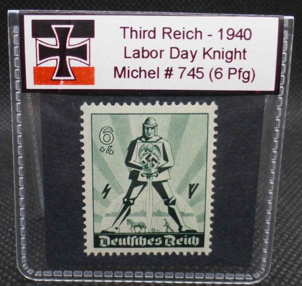 Nazi Germany WW2 Stamp 1940 Labor Day Knight Reichspfennig Rare Artifact