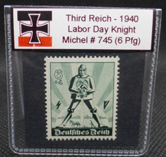 Nazi Germany WW2 Stamp 1940 Labor Day Knight Reichspfennig Rare Artifact