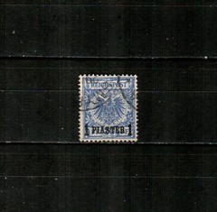 GERMANY: TURKISH EMPIRE Sc. 10 ( 1v ) 1pi Imperial Eagle F/VF Used ( 1889 ) #3