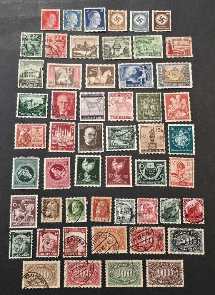 WW2 WWII Nazi German NSDAP THIRD REICH 50+ pc Stamp Lot Hitler Swastika + Sets