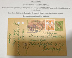 Germany 1942 Serbia WWII Yugoslavia, censored postal stationery sent to Belgrade