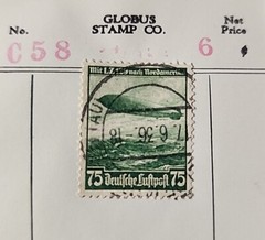 1936 Germany Stamps Scott #C58 Reich Airship Airmail Used, Ng 75