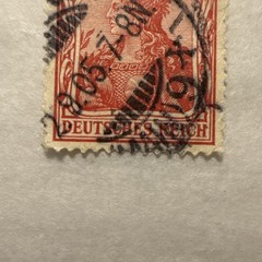 RARE VINTAGE German Stamp 1901 Deutsches Reich RED Norse Image 10 Pf Bright RED