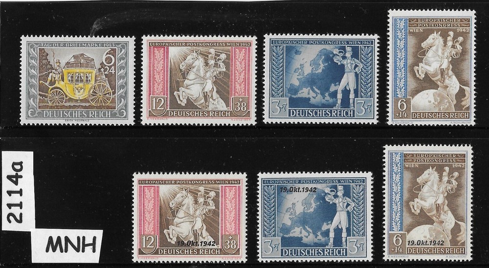 MNH stamp set B209-215 Germany 1942 European Postal Congress Vienna Austria