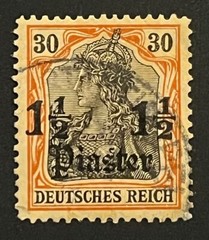 Travelstamps: Germany Offices in Turkey Stamps #35 – 1 1/2 Piaster/30pf Used Wmk