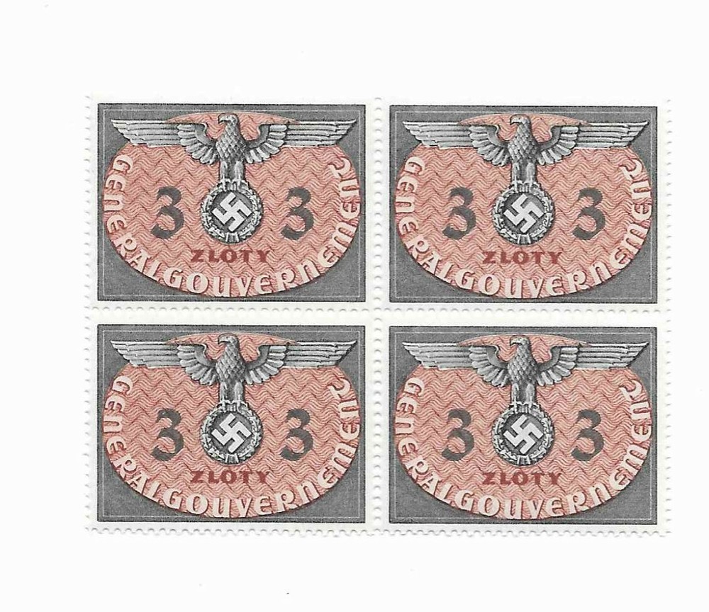 MNH 1940 stamp Block 3 ZL / WWII Symbol Germany Occupied Poland / Third Reich
