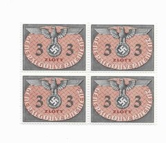 MNH 1940 stamp Block 3 ZL / WWII Symbol Germany Occupied Poland / Third Reich