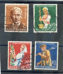 GERMANY Sc B362-5(MI 297-300)F-VF USED 1958 WELFARE ORGANIZATIONS SET $21