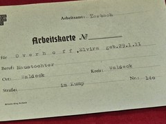 WWII German Third Reich Arbeitskarte Work Card Waldeck