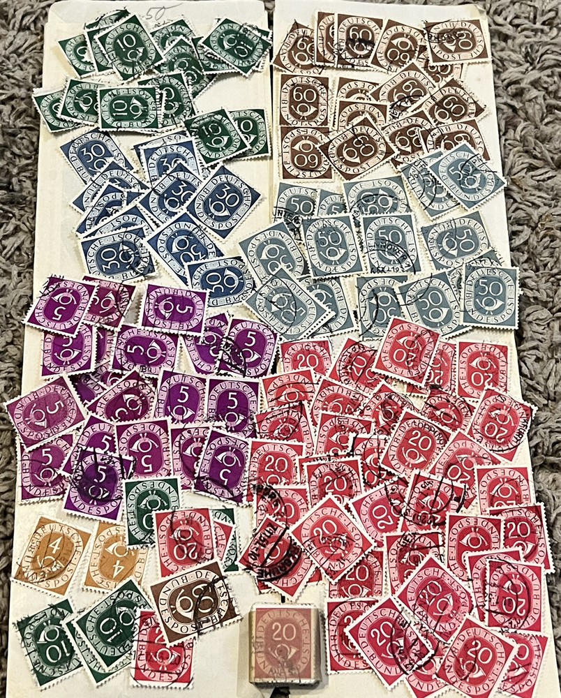 1951-1952 INVESTOR’S LOT OF GERMANY POSTHORNS STAMPS FEDERAL REPUBLIC