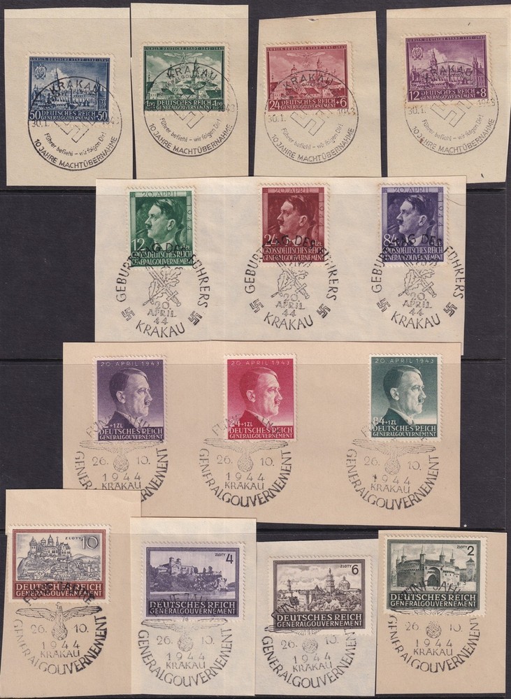 Lot Stamp Germany Poland WWII Hitler Poland Sets Krakau Castles GG CTO