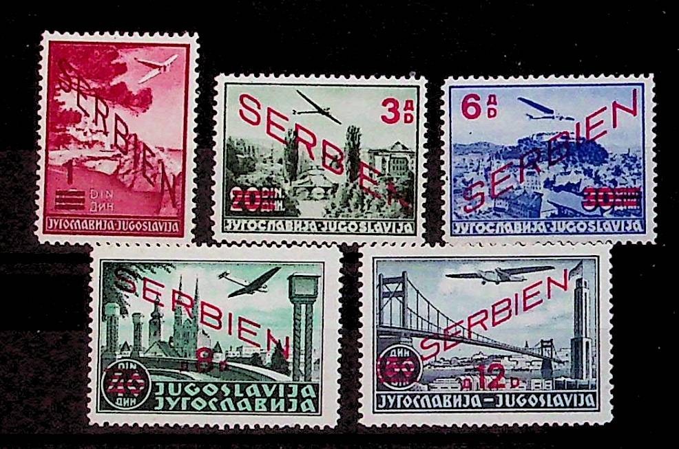 GERMAN OCCUPATION – SERBIA Sc 2NC11-15 NH ISSUE OF 1941 – OVERPRINTS – (FJ26)
