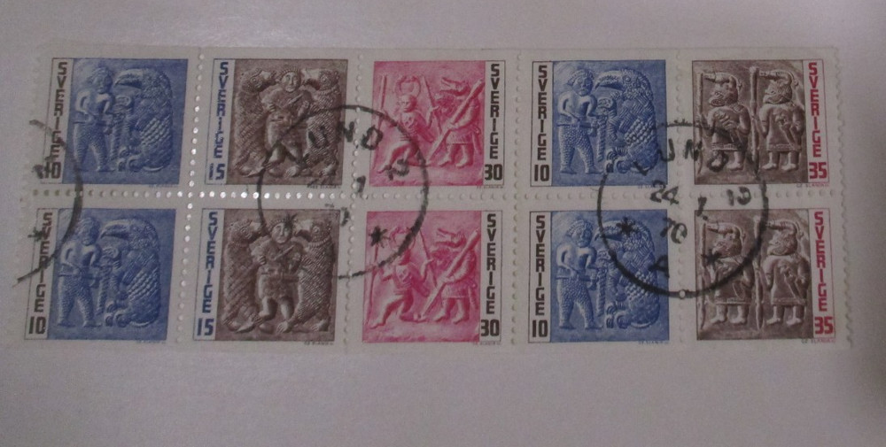 SWEDEN 1970 “ Sc#730a BOOKLET PANE 2 EACH of 4 STAMPS USED POSTED“