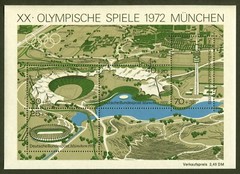 Germany Sc# B489, 1972 Olympic Games – Munich, VF/XF MNH Sheet of 4, SCV: $5.00