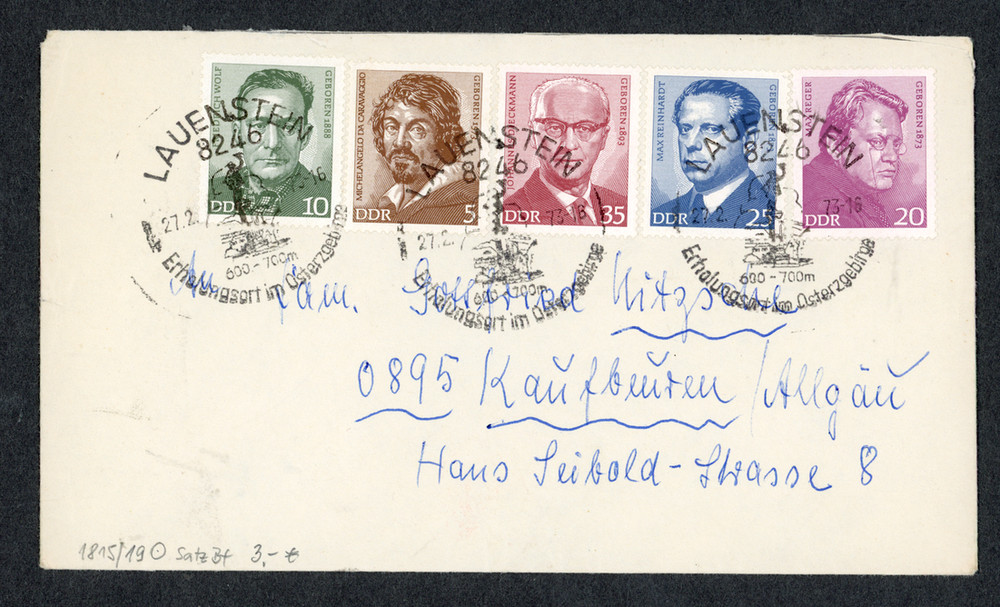 DDR Cover Scott 1425 1426 1427 1428 1429 Lauenstein 1973 Famous People