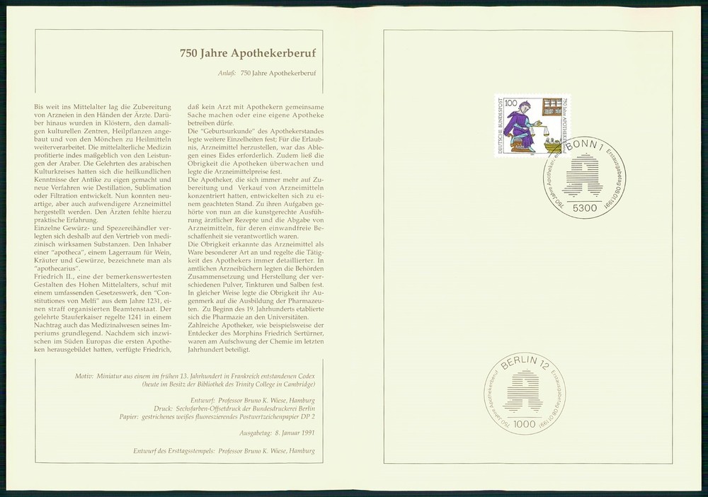 GERMANY FOLDER 1991/02 APOTHEKER APOTEKER BERUF