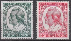 Stamp Germany Mi 554-5 Sc 446-7 1934 Reich Schiller Oil Painter MNH