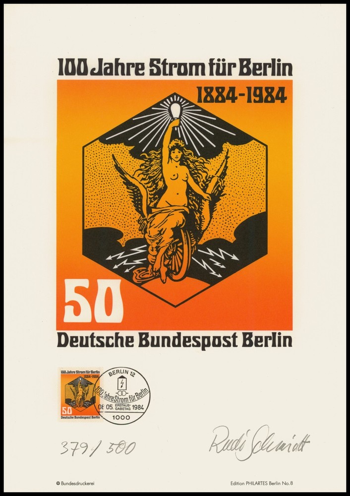 ART-EDITION 1984 BERLIN 720 100 YEARS ELECTRICITY FOR BERLIN – Ltd. 500!!