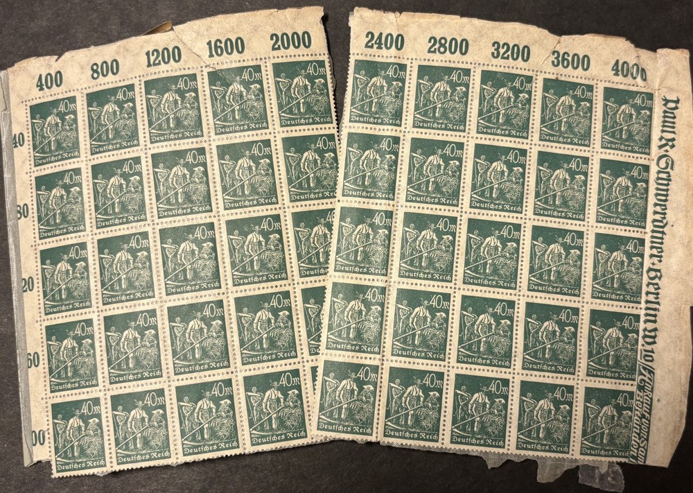 Postage Stamps For Crafting: Germany 1922 40m Farmers Issue; Green; 50 Pcs