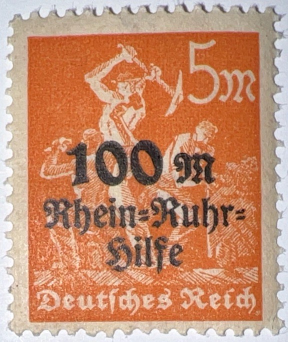 Travelstamps: 1923 Germany Stamp Scott #B5 , Charity Overprint Surcharge MOGNH