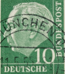GERMANY ~ Deutrche/Bundespost ~ 10 Saufend ~ Cancelled/Posted ~ c.1954 ~ B307