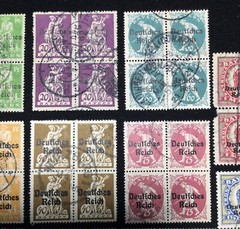 Lot of Overprint GERMANY Bavaria GERMAN EMPIRE Bayern Stamps Blocks of 4 Used