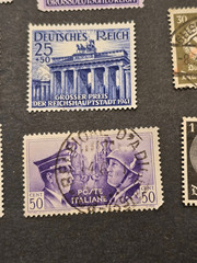 WWII Era Germany Third Reich Stamp Lot of 20 – Hitler, Swastika, Reichstag Italy