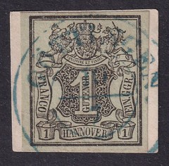 HANOVER 1851 Arms 1ggr Shades SG 2 Used on Piece (CV £20)