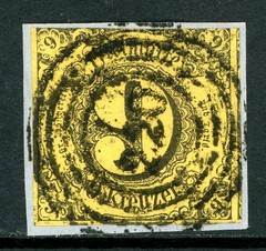 Germany States 1852 Thurn & Taxis Southern Dist 9k Brown Yellow Sc #46 VFU O744