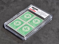 Third Reich WWII Nazi German NSDAP Swastika Stamp Block NSDAP MNH w Slab Case