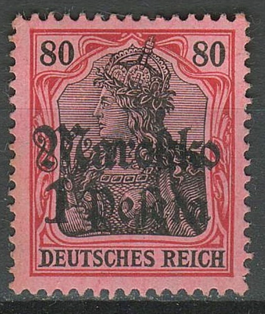 German Offices in Morocco 1906 ☀1p on 80pf Black & Carmine/Rose – wmk ☀ MH (*)