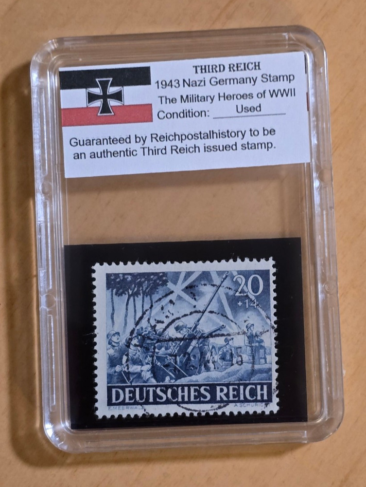 WWII Nazi German Army Soldiers w Flak Third Reich 1943 Military War Heroes Stamp